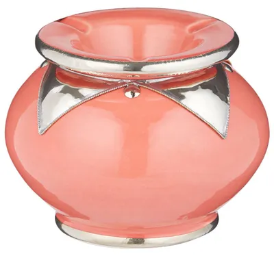 Produktbild von Orientalischer Aschenbecher für draußen mit Deckel Kanita Rosa 13cm Groß | Marokkanischer Windaschenbecher aus Keramik Bunt mit Silber Verzierung | Sturmaschenbecher als Geschirr & Dekoration