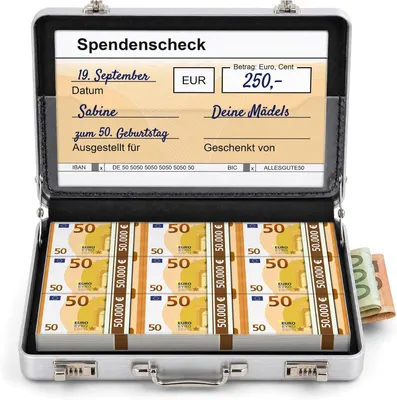 Productafbeelding van Geldkoffer Geldcadeau - Zilver - Miniatur
