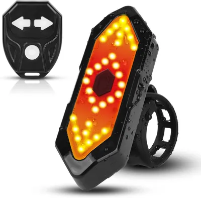 Immagine prodotto di Luci posteriori per bicicletta, indicatori di direzione, luce posteriore per bicicletta con telecomando wireless, ricaricabile, USB, resistente agli urti, impermeabile