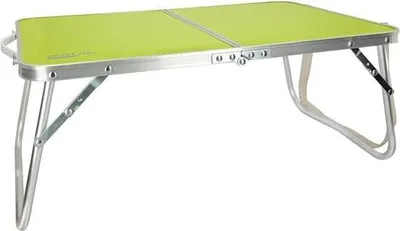 Produktbild von Klappbarer Strandtisch, 60 x 40 x 25 cm, grün, Metallgestell, Holzplatte, kleiner Campingtisch, Sicherheitsverschluss
