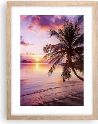 Produktbild von Gerahmtes Poster - Rahmen in heller Eiche - Strand Meer Palme - 30x40 cm - Wand Bild - Wanddeko - Wandbilder - Wandposter - Bilderrahmen - Bilder - Kunstdruck - Wandbild - P2NPA30x40-3912