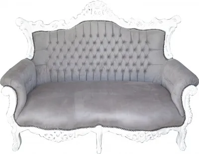 Produktbild von Casa Padrino Barock 2-er Sofa Master Grau  / Weiß - Antik Stil Wohnzimmer Möbel