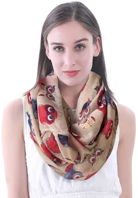 Productafbeelding van Unyqoos® Loopscarf voor dames – Uilenprint, zachte, ademende sjaal voor alle seizoenen, veelzijdig te dragen, 90 x 180 cm