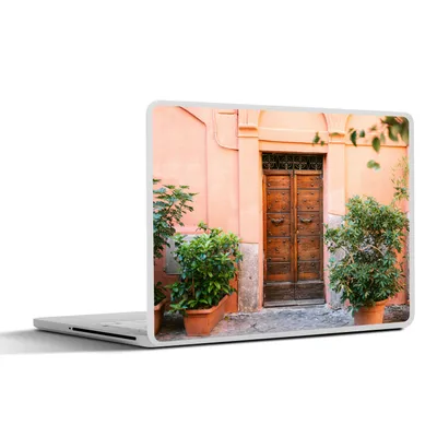 Produktbild von MuchoWow® Laptop Aufkleber Sticker Cover Tür - Holz - Pflanzen - Grün 30x22 cm - Laptop-Sticker