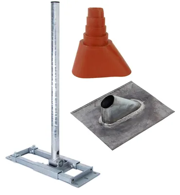 Produktbild von PremiumX DELUXE X130-48 SAT Dachsparrenhalter 130cm Mast Blei-Ziegel Manschette rot