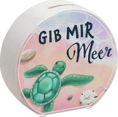 Produktbild von Gib mir Meer Spardose mit Meer- und Schildkröten-Motiv