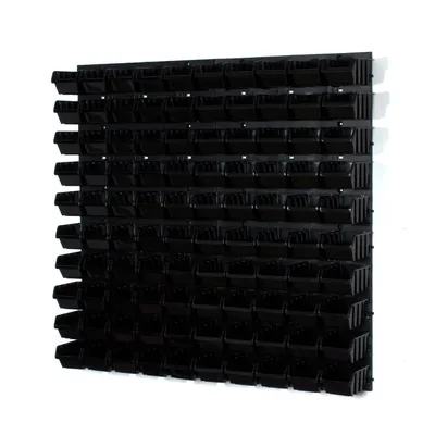 Image de 100 bacs gerbables avec étagère murale 80 x 80 cm | étagère murale de stockage