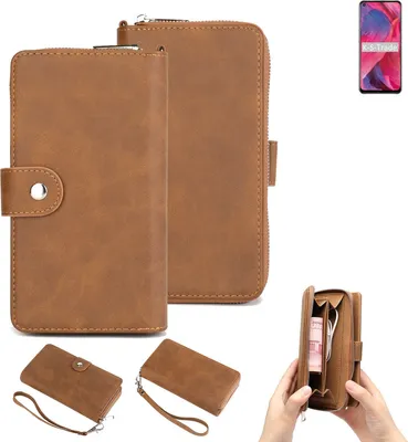 Produktbild von K-S-Trade Handyhülle Schutzhülle kompatibel mit Oppo A74 5G & Portemonnee Tasche Handytasche Case Etui Geldbörse Wallet braun (1x)