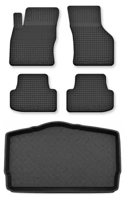Produktbild von Gummimatten + Kofferraumwanne für Volkswagen T-Cross 2019- (unterer Ladeboden) – Schwarz, Semi-Universal, angepasst – Wielganizator Semi-Universal