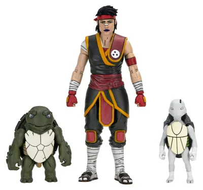 Imagen del producto de Tortugas Ninja: El Último Ronin. Figura de acción Ultimate de Casey Marie con los bebés Odyn y Uno, 17 cm