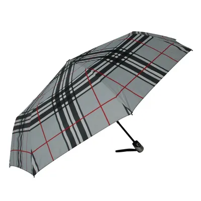 Produktbild von happy rain Regenschirm Taschenschirm Easymatic Ultra Light checks light grey
