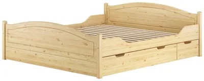 Produktbild von Komfortables Doppelbett Futonbett Gästebett 180x200 Kiefer massiv natur Zubehör wählbar V-60.33-18Rollrost und Doppelbettkasten inkl.