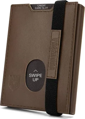Immagine prodotto di Mini portafoglio da uomo con protezione RFID vintage in pelle marrone porta carte di credito