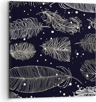 Produktbild von Bild auf Leinwand - Leinwandbild - Einteilig - Federn Grafiken Gliederung - 70x70cm - Wand Bild - Wanddeko - Wandbilder - Leinwanddruck - Bilder - Wanddekoration - Leinwand bilder - AC70x70-4244