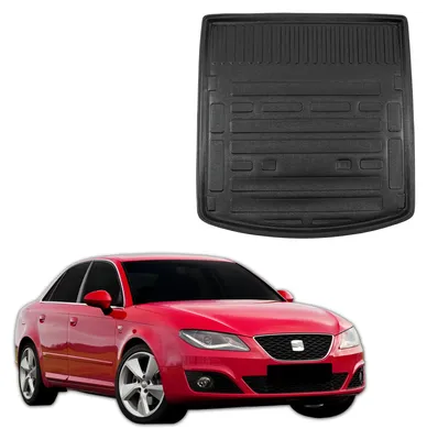 Image de Tapis De Coffre Sur Mesure Pour Seat Exeo 2008-2013 Sedan, Noir, Antidérapant, Bord Haut, Toutes Saisons