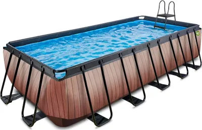 Produktbild von EXIT Wood Rahmenpool 540x250x122cm, Aufstellpool, mit Sandfilteranlage, Rechteckig, Braun