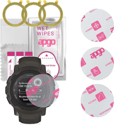 Produktbild von apgo 3 Stück Schutzglas, klar, kompatibel mit Garmin Instinct 2 Solar Smartwatch, Hybrid 8H, Ersatz für Hartglas, Displayschutzglas, Bildschirmschutz, Displayschutz, kratzfest