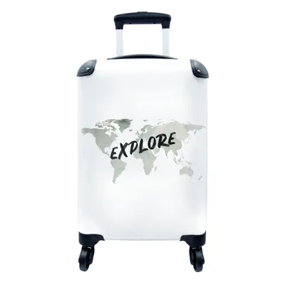 Produktbild von MuchoWow® Koffer Handgepäck Trolley Rollkoffer Kleine Reisekoffer mit 4 Rollen - Weltkarte - Aquarell - Sprichwörter - Cabin Size < 55x40x23 cm & 55x40x20 cm - Fotokoffer - Kabinenkoffer - Boardgepäck - Reise-Box - Reisekoffer - Reisegepäck - Koffer mit Bild - Trolley für Kinder
