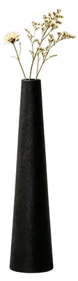 Keramik-Knospenvase, schwarz, konisch, matt, 1 Stück, 21,7 cm