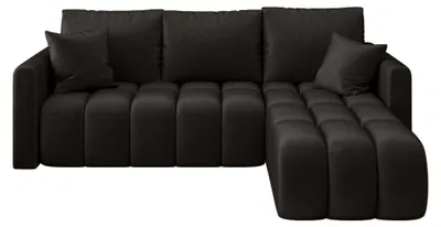 Produktbild von CORNERO Ecksofa mit schlaffunktion GARDA rechts schwarz Velours Monolith 97 - Schlaffunktion, Bettkasten