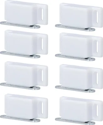 Obrázek produktu pro Sada 8 magnetických zámků z nerezové oceli pro skříně, šatní skříně a nábytek (bílá)