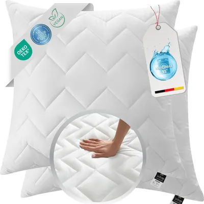 Produktbild von Kopfkissen 80x80 Kissen - Doppelpack Schalfkissen Sofakissen [ 2-er Pack ] Mikrofaserkissen