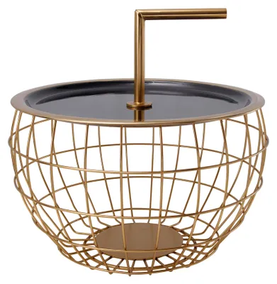 Obrázok produktu pre Padiro príkonový stolík, kruhový, priemer 38 x výška 23,5 cm - čierna farba - moderný dizajn s prvkami štýlu art deco - vyrobený z kovu - ručne vyrobený