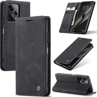 Obrázek produktu pro Redmi Note 12 Pro+ Pouzdro, RetroPolyuretanKožené Pouzdro s Funkcí Stojánku pro Xiaomi Redmi Note 12 Pro+ černé
