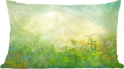 Produktbild von MuchoWow® Zierkissen Sofakissen Wohnzimmer Dekokissen 50x30 cm Gras - Sommer - Ölfarbe - Wohnzimmerdekoration - Polster mit Photo