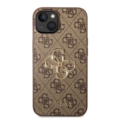 Produktbild von Guess Big Metal Logo Collection Apple iPhone 14 Hard Case Cover Schutzhülle Braun