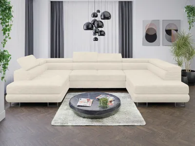 Zdjęcie produktu dla Sofa Zestaw wypoczynkowy Zestaw wypoczynkowy ALMA U w tkaninie sztruksowej z funkcją spania i pojemnikiem na pościel Część dzienna Kanapa Narożnik tapicerowany Zestaw wypoczynkowy tapicerowany