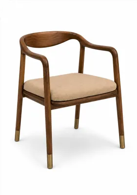 Obrázek produktu pro Židle, barva: béžová, hnědá; s područkami, dřevěná, moderní, elegantní, vhodná do obývacího pokoje, pohodlná