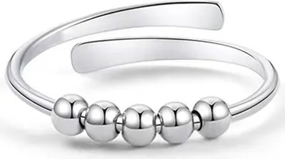 Produktbild von INF Verstellbarer Anti-Stress-Ring mit drehbaren Perlen Silber