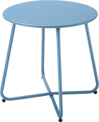 Image de Fokebel Table d'Appoint Métal Rond Bleu Ø 45x45H cm Pieds de Table Réglables