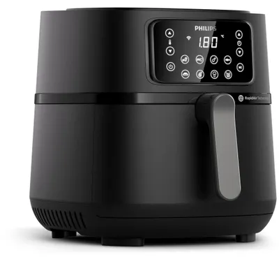 Produktbild von Philips Airfryer Connected Series 5000, Heißluftfriteuse, App-Steuerung, 1.4 kg, Touchscreen, Schwarz (HD9285/93)