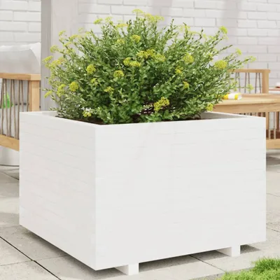 Image de Maison Exclusive - Bac à plantes blanc 70x70x49,5 cm Bois massif de pin