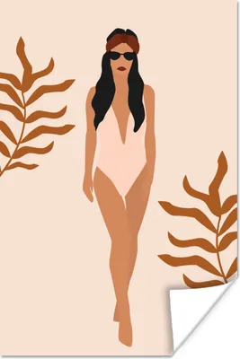 Produktbild von MuchoWow® Poster Sommer - Frau - Laub 120x180 cm - Kunstposter