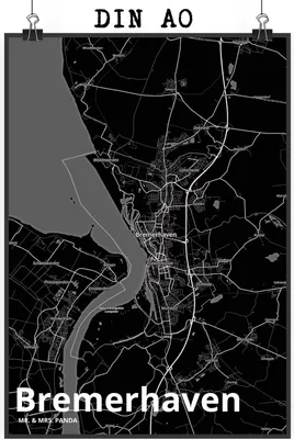 Produktbild von Mr. & Mrs. Panda Bild Bremerhaven DIN A0 - Geschenk, Städte, Stadt Dorf Karte Landkarte Map Stadtplan, Plakat, Wanddekoration, drucke, Wanddeko