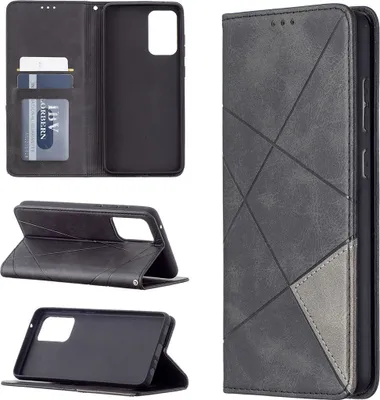 Produktbild von Mobigear Rhombus Slim Samsung Galaxy A72 Hülle Klapphülle - Schwarz