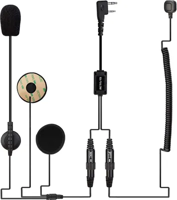 Produktbild von Retevis EHK008 Motorradhelm Headset mit Finger PTT und Mikrofon Kompatibel RT24 RT668 RT1 Kenwood TYT Funkgerät (1 Packung)
