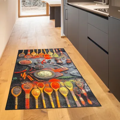 Image de Tapis de cuisine lavable avec motif d'épices - 80 x 150 cm