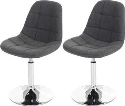 Produktbild von 2er-Set Esszimmerstuhl HWC-A60, Stuhl Drehstuhl, Chrom  Textil hellgrau