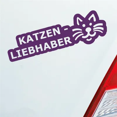 Produktbild von Auto Aufkleber Katzenliebhaber Katze Cat süß Love Liebe 19,5x6 cm Lila Sticker Heckscheibenaufkleber