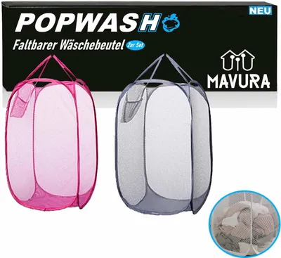 Image de POPWASH Panier à linge Collecteur de linge Sac à linge Sac à linge Pliable Pop Up [Lot de 2]