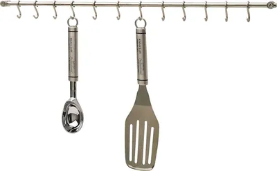 Produktbild von Famanu Küchenhängeregal mit 12 Haken - Edelstahl - 52 cm - praktische Aufbewahrungslösung für die Küche