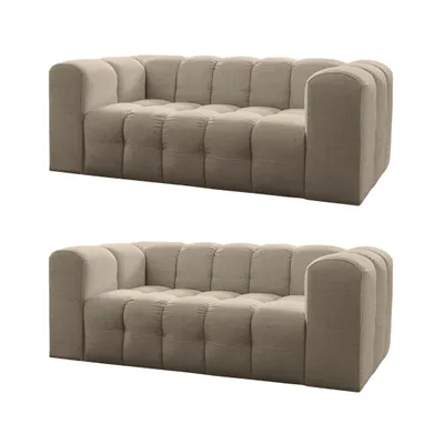Produktbild von Baloo Sofa 2-Sitzer Set 200 cm – HR-Schaum, modernes Design & Komfort – Stoff Moly (Beige)