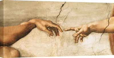 Zdjęcie produktu dla Obraz na płótnie - Michał Anioł Buonarroti, Stworzenie Adama (detal) - 120x60 cm