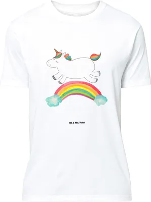 Produktbild von Mr. & Mrs. Panda Größe S T-Shirt Einhorn Regenbogen - Weiß - Geschenk, Glitzer, mit Motiv, Unicorn, Tshirt, oberteil, Erwachsenwerden, Einhornpower, Shirt