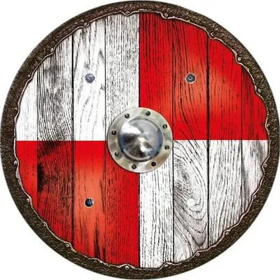 Produktbild von Krieger Wikingerschild, rund, rot, 40 cm Durchmesser, bedruckt, mit 2 Ledergriffen