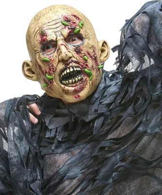 Produktbild von Blutiger Zombie Maske mit Maden bunt - Einheitsgröße